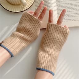 Korean Solid Color Half Finger Gloves Unisex Winter Knitted Gloves Women's Faux Cashmere Warm Gloves Hand Wrist Warmer Mittens