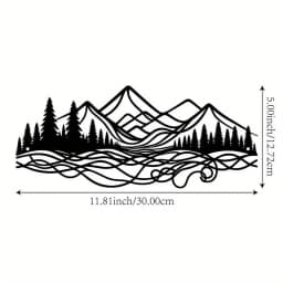 Elegant Iron Wall Hanging Black Mountain Sword Cutout Metal Art for Indoor Decor TV Background Wall Decoration