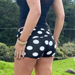 Y2K Fold Over Shorts for Women Polka Dot Elastic Waist Casual Shorts Women Summer Low Rise Hot Shorts Fittness Micro Shorts