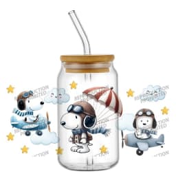 cartoon dog pattern 16OZ UV DTF Cup Wrap Stickers Waterproof Durable DIY Snoopy Design For Libbey Glass Home decoration