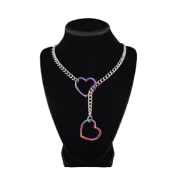 Punk Rock Exaggerate Personality Heart O-Ring Slip Chain For Women Girls Simple Versatile Long Necklace Jewelry Accessories Gift