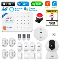 KERUI Security Alarm System Kit W184 4G WIFI GSM Alarm Wireless Home Tuya Smart APP Control Motion Sensor Burglar Support Alexa