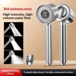 304 Stainless Steel High Pressure Filter Shower Head 3-Speed Large Flow Showerhead Shatter-Resistant Detachable for Bathroom