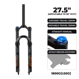 Bolany New Upgraded MTB Front Fork 32mm Bicycle Air Fork 27.5/29 Inch Mountain Bike Air Supension 120mm Travel Magnesium Alloy