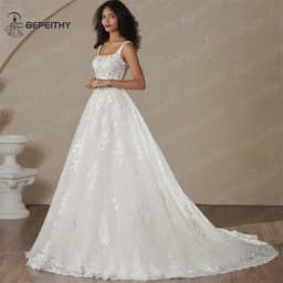 BEPEITHY Customized Beach Lace Wedding Dresses 2025 For Women Backless A Line Court Train Sexy Sleeveless Bride Boho Bridal Gown