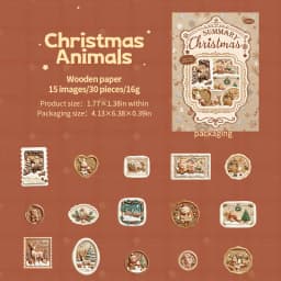 Journal GO 30pcs Retro Christmas Label Stickers Embossed Mixed Shape Holiday Decals for Junk Journals Scrapbooking Planners Card