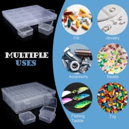 Plastic Organizer Box Small Bead Organizer Cases Mini Clear Bead Storage Container Box with Hinged Lid for DIY Jewelry Supply