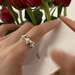 VENTFILLE 925 Sterling Silver Metal Flower Shell Geometric Rings For Women French Retro Romantic Open Thai Silver Rings