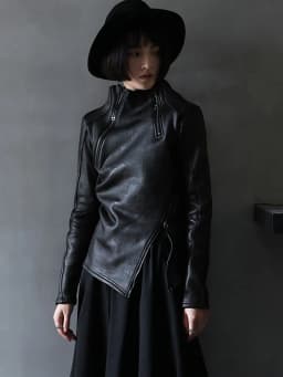 Dark Style Irregular Stand Collar Diagonal Zipper Faux Leather Sweatshirt Female Cool Black Gothic Jacket Fleece Lining Pullover