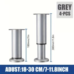 Heavy Duty Adjustable Furniture Legs - Tool-Free Height Adjustment (4.72" to 16.5" /12-42cm), Sturdy Metal Construction