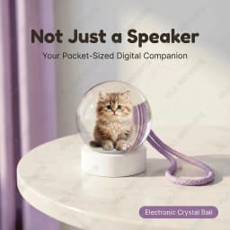 3D Video Crystal Glass Ball Bluetooth GIFS Video Playback Display Memory Videos Player Crystal Ball Electronic Ball Badge M3