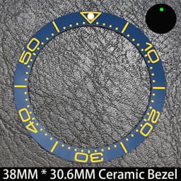 Sloping 38mm * 30.6mm Ceramic/Aluminum Blue Luminous Bezel GMT and Diving Watch Insert Fit for 40mm Watch Case Replacement Watch