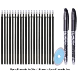 Erasable Gel Pen Set, 2pcs Erasable Pen 20 Erased Pen Refills and 1 Eraser