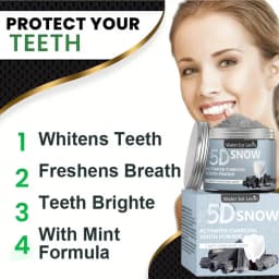 Bamboo Charcoal Teeth Whitening Powder - Natural Whitening for Men and Women, Deep Cleansing, Fresh Breath, Daily Toothpaste
