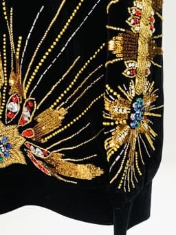 HIGH STREET Newest 2026 Designer Tops Women's Sequined Rhinestone Diamonds Beaded Velvet Loose Hooded Hoodie Sweatshirt