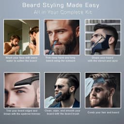 Gracemen Beard Template Kit - 11 in 1 Grooming Suit for Men - Beard Stencil & Brush & Comb & Razor & Scissors with Storage Bag