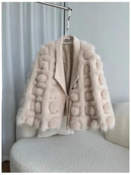 2025 New Style Real Fox Fur Coat Winter Women Loose Style Knitted Cardigan Jacket blended Thick Warm