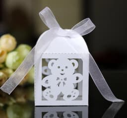 10pcs Blue Gift Box for Children's Day Birthday Wedding Party Candy Boxes Packaging Laser Hollow Cute Bear Chocolate Wrapping