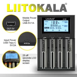 LiitoKala Lii-M4 18650 Charger LCD Display Universal Smart Charger Test Capacity 26650 18650 21700 AA AAA Battery 4slot 5V 2A
