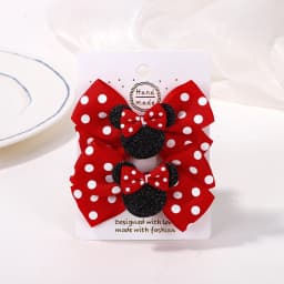 2Pcs/lot 3.9in Big Bows Hair Bangs Clip for Little Girls cartoon Party Headdress Sweet Polka Dot Bow Hair Clip Set