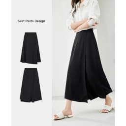 VIMLY Black Wide-Leg Pants 2026 Autumn Flowy Ankle-Length Side Zipper Detail Trousers Office Lady Commuter Fashion Bottoms A1738