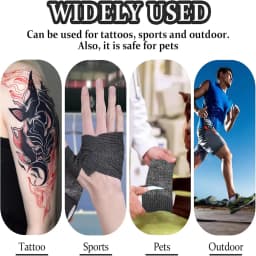 48/24/3PCS Black Tattoo Grip Cover Wraps Self-Adhesive Elastic Bandage Tape Breathable Strong Sports Tape Athletic Bandage Rolls