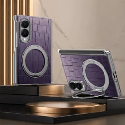 Luxury Magnetic Crocodile Pattern Leather Case for Samsung Z Fold 8 Wide Shockproof for Magsafe Central Axis Protection Cover