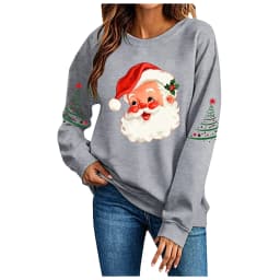 Cute Women's Christmas Santa Long Sleeve Sweatshirt Without Hat Fall Fashion