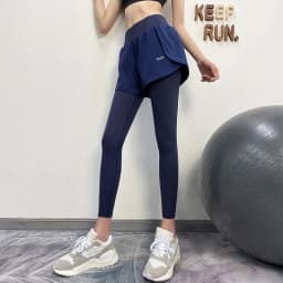 Women's Fall Two-in-One Leggings - High Waist Running Yoga Pants with Slimming Skirted Hem, 4-Way Stretch From Studio to Street