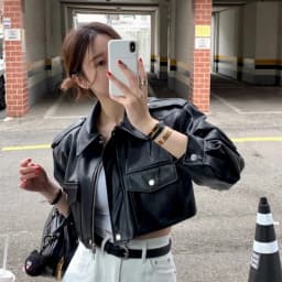 Casual Style Short Leather Jacket Women's Zipper Collar Fashionable Versatile Design Korean Style Early Spring 2026