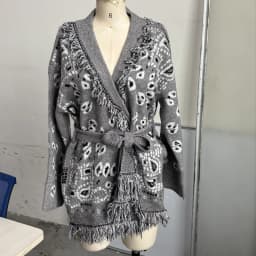 Knitted Jacquard Tassels Patchwork Cardigans Women Sweaters Long Sleeve V-neck Thicken Vacation Sweater 2025 Autumn Coats Tops