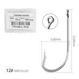 100pcs Silver Hooks High Carbon Steel Big Long Shank Fishing Hooks Sea Pint Hook Fishhook Set with Eyes Barb Fishing Accessories