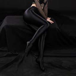 M L XL Plus Size Back Seam Leg Slim Pantyhose Satin Glossy Pencil Pants Women Fitness Yoga Leggings Oil Shiny Party Club Tights