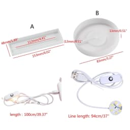 Silicone Mold with LED Light Set for Resin Crafts LED Lights Display Base Round Square Lighted Stand for Crystal Art