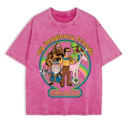 My Imaginary Friends Think I'M Cool Washed Retro Men T-Shirt Soft Casual Oversize T-Shirt Cotton Tee Clothes Summer Loose Tshirt