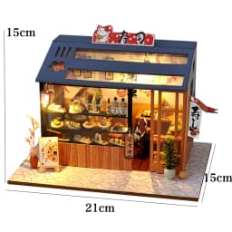 Zuuton DIY Miniature Magic Doll House Kit Wooden Gothic Clock Tower Building Model with LED Light Creative Gift for Home Decor