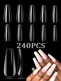 ARTAUG 240PCS Short Press On Nails Square White Gel Lucency Fake Nails Full Cover Fake Nail Set Press On Summer Cheap Nails