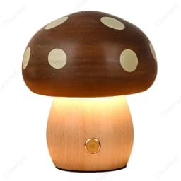 Creative LED Solid Wood Mushroom Night Light Bedroom Bedside Atmosphere Lighting Children's Room Desk Lamp