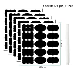 Haile 10-100pcs Waterproof Chalkboard Labels Spice Organizer Label for Household Kitchen Jars Blackboard Stickers With White Pen