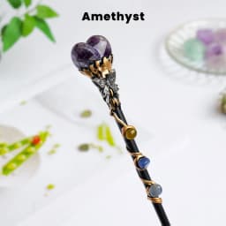 1PC Amethyst Rolling Stone Magic Scepter Natural Stones Fairy Lucky Tumble Stone Gem Scepter Decorative Fairy Magic Stick