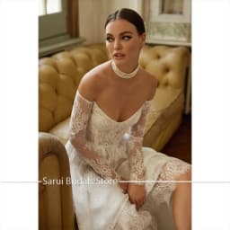 Customized Attractive Lace A Line Bride Wedding Dresses Off The Shoulder Long Sleeves Women Bridal Gowns Vestidos De Novia