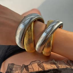 New 316L Stainless Steel Two Three Laps Elastic Charms Bracelet for Women Men Gold Color