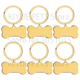 10 Pcs Blank Tag Stainless Steel Bone Keychain for DIY Custom Logo Tag Pet Dog Tag Collar Pet Accessoriess Charm