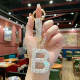 Full Rhinestone English Letter Keychain - Luxury Bag Charm & Car Key Ring, Elegant Small Gift