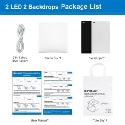 PULUZ 20cm Mini 2 LED Panels Folding Portable 1100LM Light Photo Lighting Studio Shooting Tent Box Kit with 6 2 Colors Backdrops
