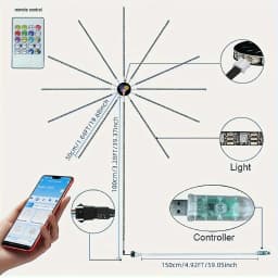 APP Smart Control IC LED RGB Firework Light 10pc*50cm+1pc 1m USB Power Music Synch 180 LED Light For Wall Christmas Decoration