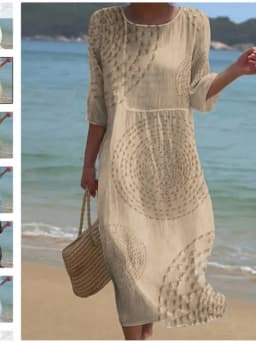 Spring Summer New Short-sleeved Casual Printed Dresses For Women's Retro Loose O Neck Female Small Fresh Holiday Robe Dress 2026