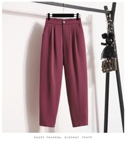 Autumn Female Formal Trousers Solid Color Ankle-length Button Fly Elastic Waist Office Lady Elegant Pencil Pants