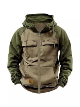 Men Hoody Sweatshirts Spring Autumn Zip Collar Pocket Long Sleeve Loose Cardigan Hooded Coats YZXFS-W2002