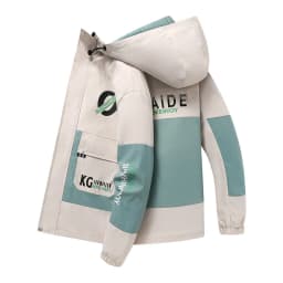 Spring Trendy Color Matching Autumn Hooded Jacket Windproof Jacket Printed Men's Outdoor Clothing Casual